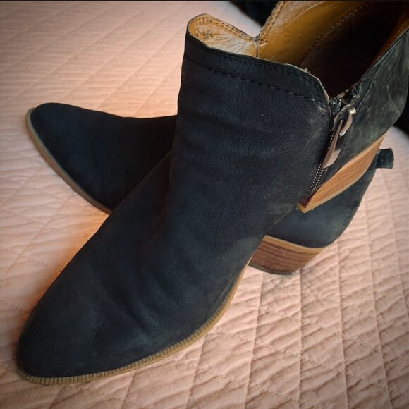 FRANCO SARTO -  Laslo Black leather Ankle Bootie pointed toe side zip -  8,5 - Picture 7 of 9